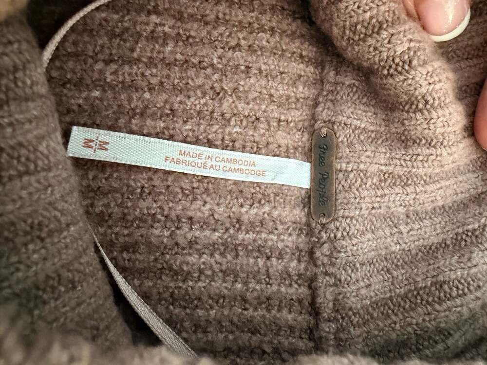 Free People Brown Ribbed Mock Neck Sweater Size M - Picture 5 of 6